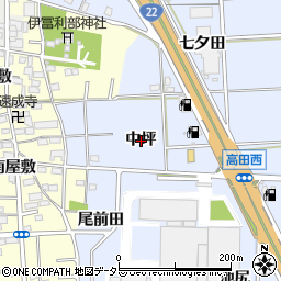 愛知県一宮市高田中坪周辺の地図