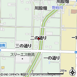 愛知県一宮市木曽川町外割田二の通り周辺の地図