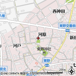 愛知県江南市東野町（河原）周辺の地図
