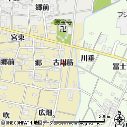 愛知県一宮市浅井町河端古川筋周辺の地図