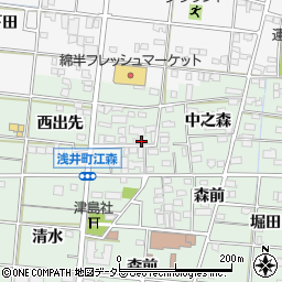 愛知県一宮市浅井町江森西之森周辺の地図