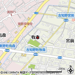 愛知県江南市古知野町（牧森）周辺の地図