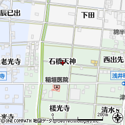 愛知県一宮市浅井町江森石橋天神周辺の地図
