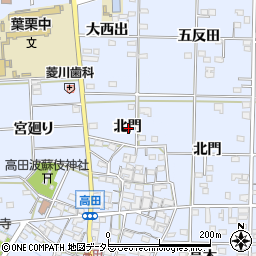 愛知県一宮市高田北門周辺の地図