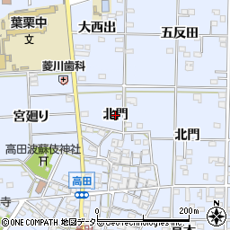 愛知県一宮市高田（北門）周辺の地図
