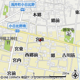 愛知県一宮市浅井町河端宮東周辺の地図