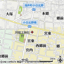 愛知県一宮市浅井町河端宮内周辺の地図