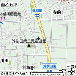 愛知県一宮市木曽川町外割田高照寺東周辺の地図