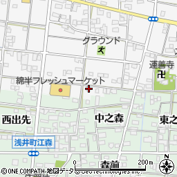 愛知県一宮市浅井町大日比野如来堂167周辺の地図