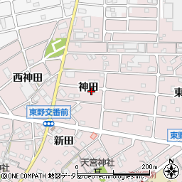 愛知県江南市東野町神田周辺の地図