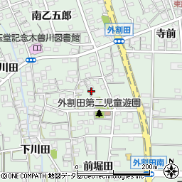 愛知県一宮市木曽川町外割田西郷東周辺の地図