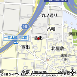 愛知県一宮市木曽川町門間西出周辺の地図