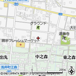 愛知県一宮市浅井町大日比野如来堂159周辺の地図