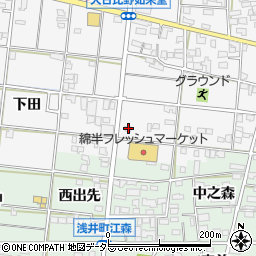愛知県一宮市浅井町大日比野如来堂154周辺の地図
