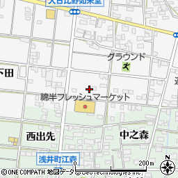 愛知県一宮市浅井町大日比野如来堂156周辺の地図
