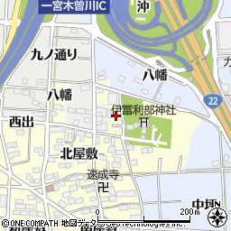 愛知県一宮市木曽川町門間八幡周辺の地図