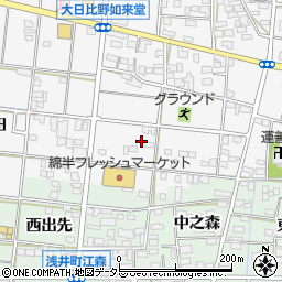 愛知県一宮市浅井町大日比野如来堂148周辺の地図