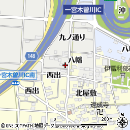 愛知県一宮市木曽川町黒田九ノ通り369周辺の地図
