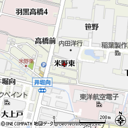 愛知県犬山市羽黒新田（米野東）周辺の地図
