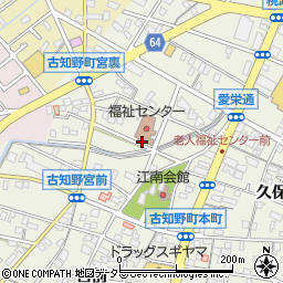 愛知県江南市古知野町（宮裏）周辺の地図