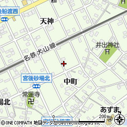 愛知県江南市宮後町中町周辺の地図