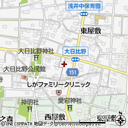 愛知県一宮市浅井町大日比野蛹野周辺の地図