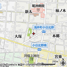 愛知県一宮市浅井町小日比野宮裏周辺の地図