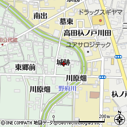 愛知県一宮市木曽川町外割田城跡周辺の地図