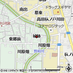 愛知県一宮市木曽川町外割田（城跡）周辺の地図
