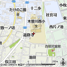 愛知県一宮市木曽川町玉ノ井道路寺周辺の地図