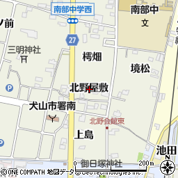 愛知県犬山市羽黒新田北野屋敷周辺の地図