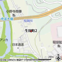 岐阜県多治見市生田町2丁目周辺の地図