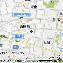 愛知県一宮市浅井町大日比野東屋敷2438周辺の地図
