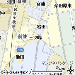 愛知県犬山市三ツ塚周辺の地図