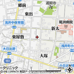 愛知県一宮市浅井町大日比野東屋敷13周辺の地図