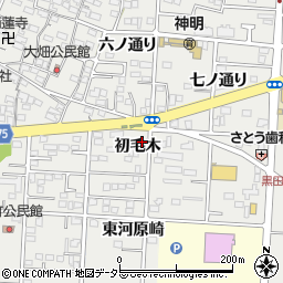 愛知県一宮市木曽川町黒田（初毛木）周辺の地図
