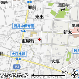 愛知県一宮市浅井町大日比野東屋敷8周辺の地図