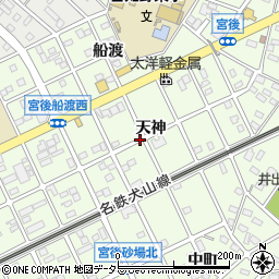 愛知県江南市宮後町天神周辺の地図
