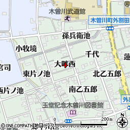 愛知県一宮市木曽川町外割田大畔西周辺の地図