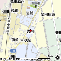 愛知県犬山市岩田38周辺の地図