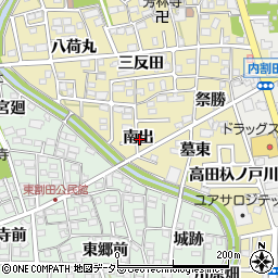 愛知県一宮市木曽川町内割田南出周辺の地図