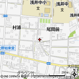 愛知県一宮市浅井町大日比野尾関前105周辺の地図