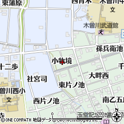 愛知県一宮市木曽川町外割田小牧境周辺の地図