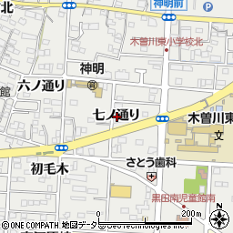 愛知県一宮市木曽川町黒田七ノ通り周辺の地図