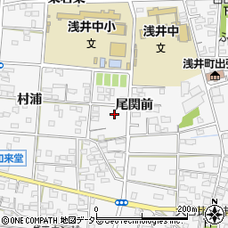 愛知県一宮市浅井町大日比野尾関前92周辺の地図