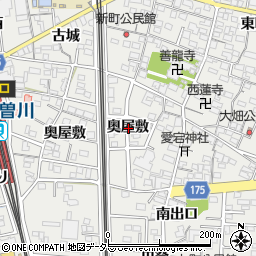 愛知県一宮市木曽川町黒田奥屋敷周辺の地図