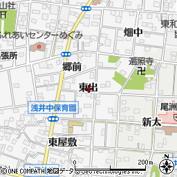 愛知県一宮市浅井町大日比野東出周辺の地図