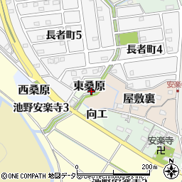 愛知県犬山市東桑原周辺の地図