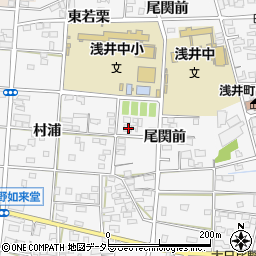 愛知県一宮市浅井町大日比野尾関前84周辺の地図