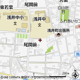 愛知県一宮市浅井町大日比野尾関前72周辺の地図